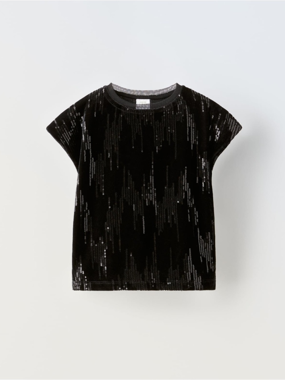 NWT Zara 6-7Y sequin velvet top shirt black